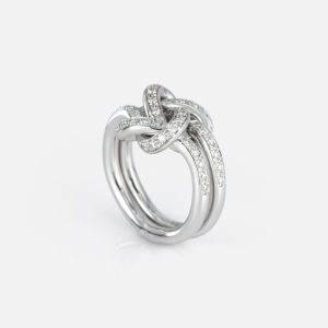 Anel Ouro Branco com diamantes | Knot Me