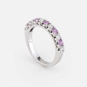 Anel em ouro branco e safiras rosa | 11 garras | Forever
