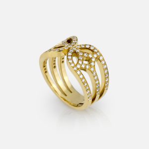 Anel cornucópia em ouro amarelo e diamantes | Promessa de Amor