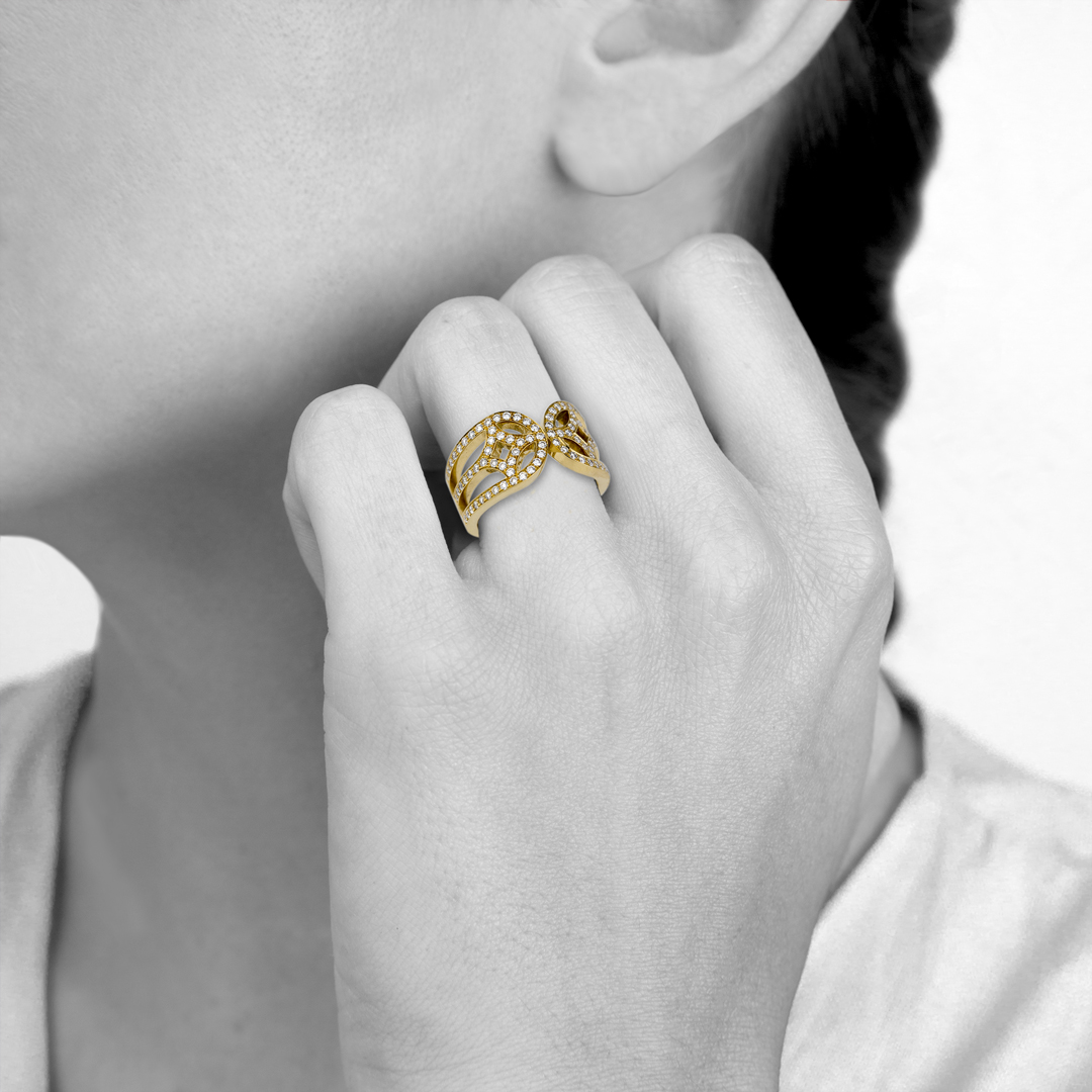 Anel cornucópia em ouro amarelo e diamantes | Promessa de Amor - Image 3