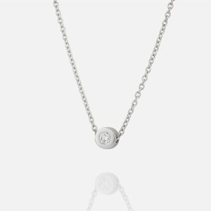 Fio e pendente em ouro branco com diamante | One
