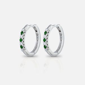 Brincos em ouro branco com diamantes e esmeraldas | Forever