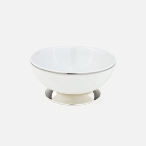 Taça Branca Riscada em porcelana biscuit e prata
