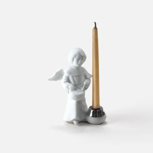 Anjo em porcelana biscuit e prata | Tambor