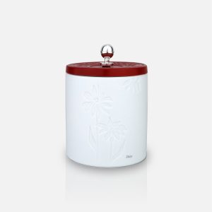 Caixa de Porcelana Daisy com pega em prata | Vermelho