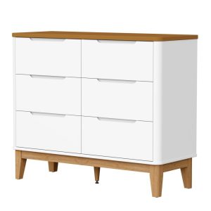 Cômoda Boom 6 Gavetas Reller – Branco Fosco Com Savana