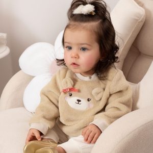 Conjunto Bebê Blusão Peluciado de Ursa Com Calça Veludo
