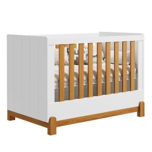 Berço Lotus com Friso Reller – Branco Fosco com Savana
