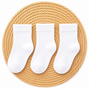 Kit 3 Pares Meia Bebê Lisa Branca