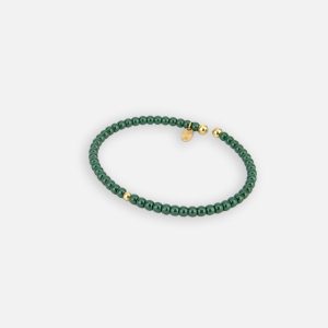 Pulseira Aberta contas em ouro rosa, cerâmica verde e titânio