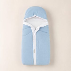 Saco de Dormir em Algodão Ultra Soft Com Capuz – Azul