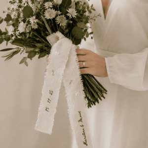 Laço linho ramo da noiva casamento (bordado)